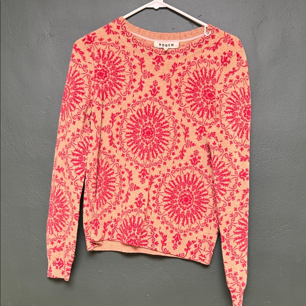 Boden Red and Brown Patterned Knit